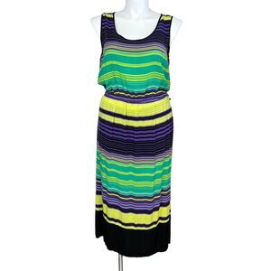 In the MIx Womens Maxi Sundress Lightweight Striped Blouson Multicolor 2X